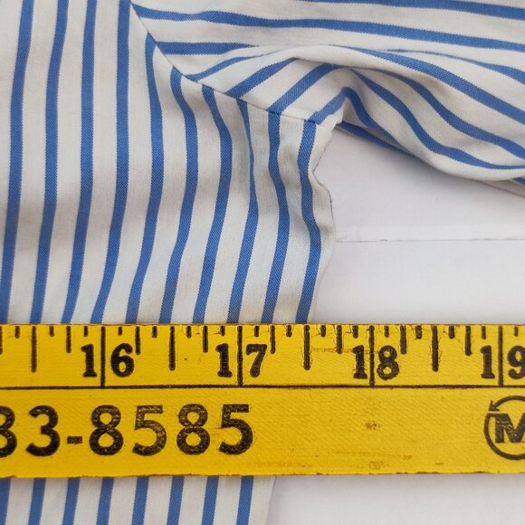 Hugo Boss blouse women's size 8 white with blue stripes business casual - Picture 13 of 14